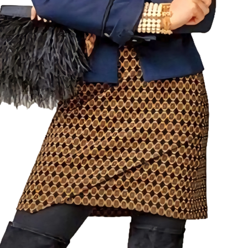 Cabi Standout Women's Kensington A-Line Skirt Mustard Pockets Pull On Faux Wrap